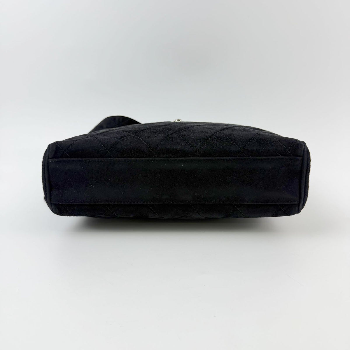 Chanel Quilted CC Logo Charm Shoulder Bag Suede Black Seal Vintage — view 5