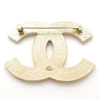 Chanel Brooch CC Logo Gold White — view 2