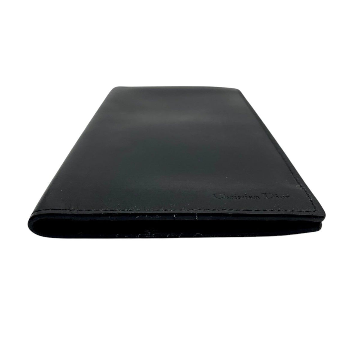 Dior Vintage Wallet Bifold Billfold Black Leather Logo Stamp Paris M5 — view 5