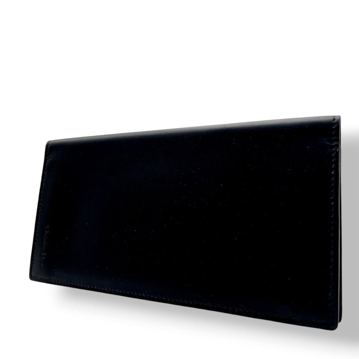 Dior Vintage Wallet Bifold Billfold Black Leather Logo Stamp Paris M5