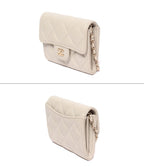 Chanel Mini Chain Wallet Quilted Gold Caviar Leather Shoulder Bag — view 3