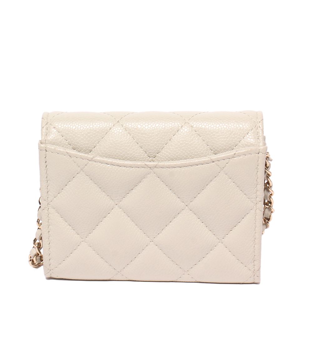 Chanel Mini Chain Wallet Quilted Gold Caviar Leather Shoulder Bag — view 2