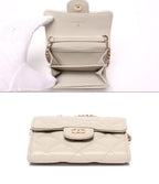 Chanel Mini Chain Wallet Quilted Gold Caviar Leather Shoulder Bag — view 4