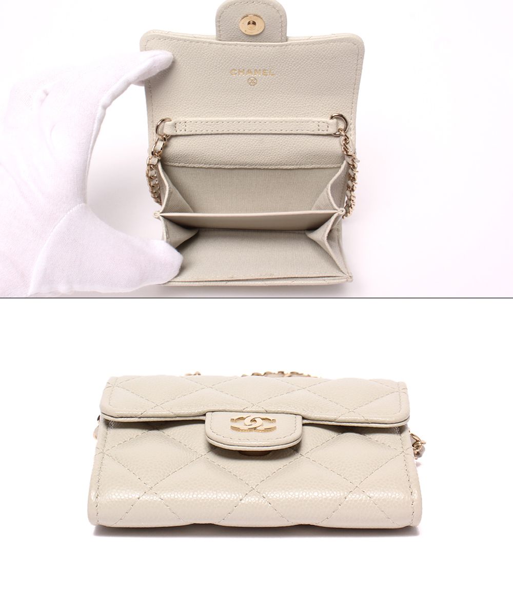 Chanel Mini Chain Wallet Quilted Gold Caviar Leather Shoulder Bag — view 4