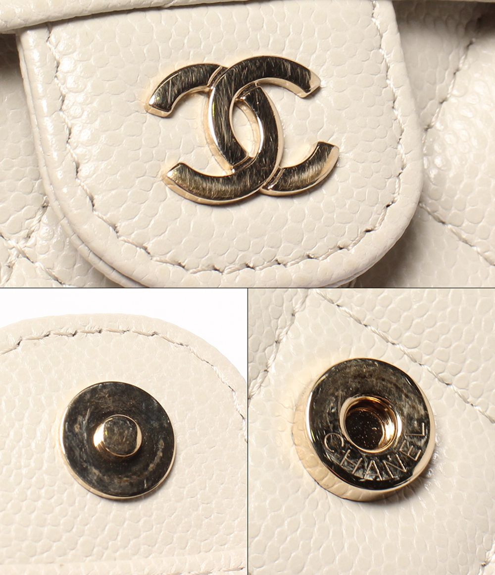 Chanel Mini Chain Wallet Quilted Gold Caviar Leather Shoulder Bag — view 8
