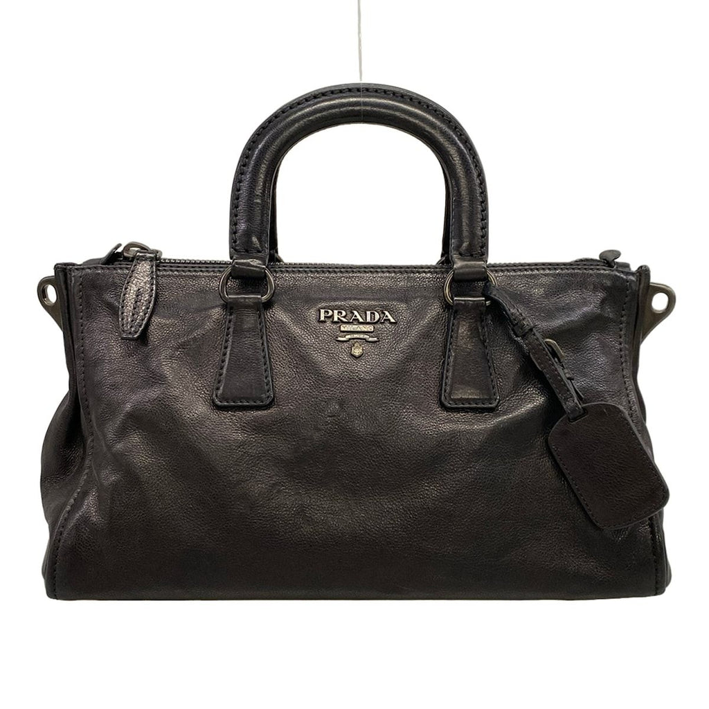 Prada Handbag Black Leather Tag