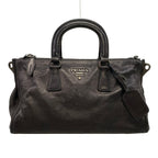 Prada Handbag Black Leather Tag