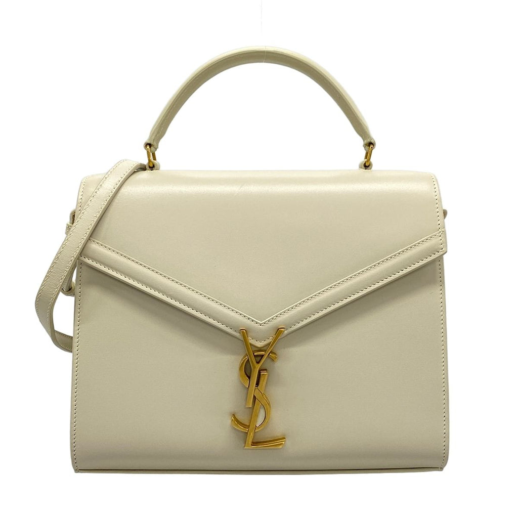 Saint Laurent Paris Handbag Cassandra Top Handle Medium Ivory Leather