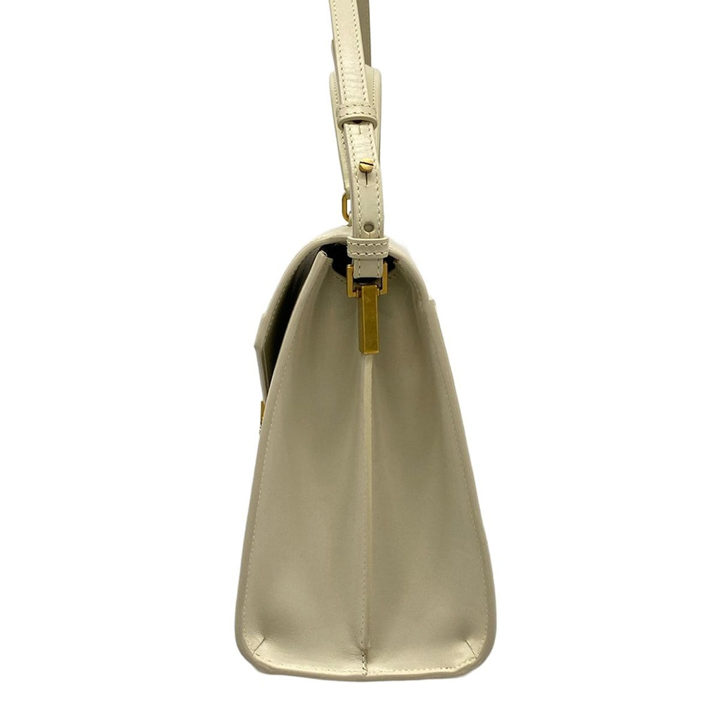 Saint Laurent Paris Handbag Cassandra Top Handle Medium Ivory Leather — view 4