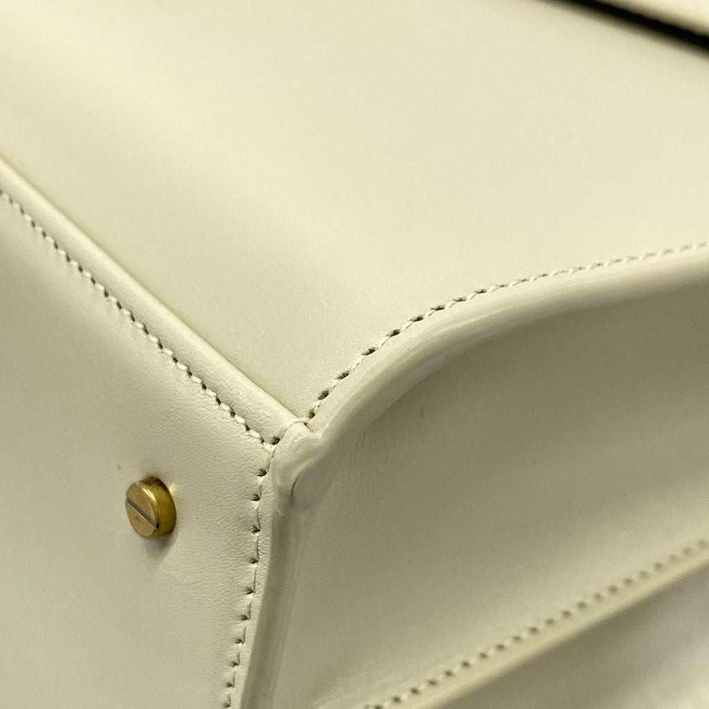 Saint Laurent Paris Handbag Cassandra Top Handle Medium Ivory Leather — view 6