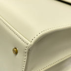 Saint Laurent Paris Handbag Cassandra Top Handle Medium Ivory Leather — view 6