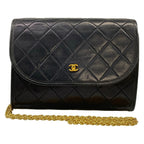 Chanel Shoulder Bag Quilted Black CC Logo Gold Mademoiselle Chain Lambskin