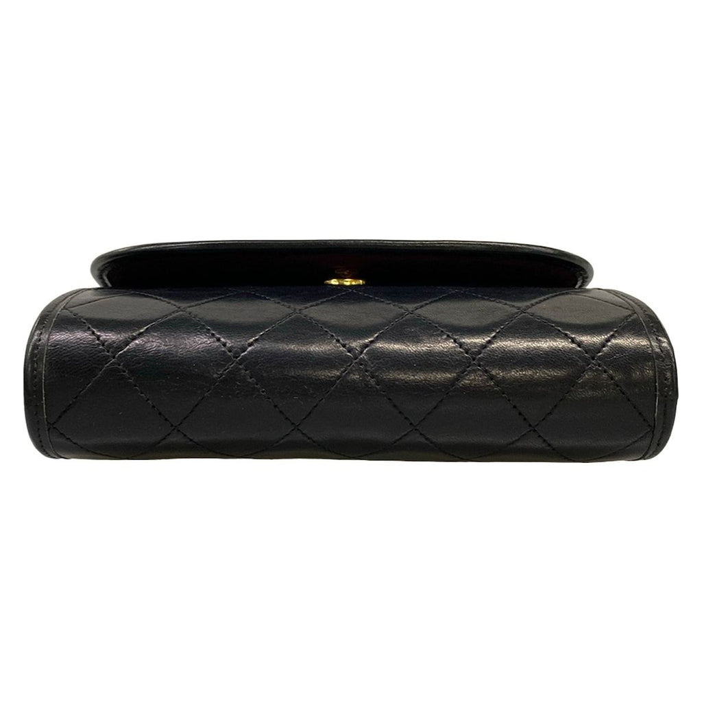 Chanel Shoulder Bag Quilted Black CC Logo Gold Mademoiselle Chain Lambskin — view 5