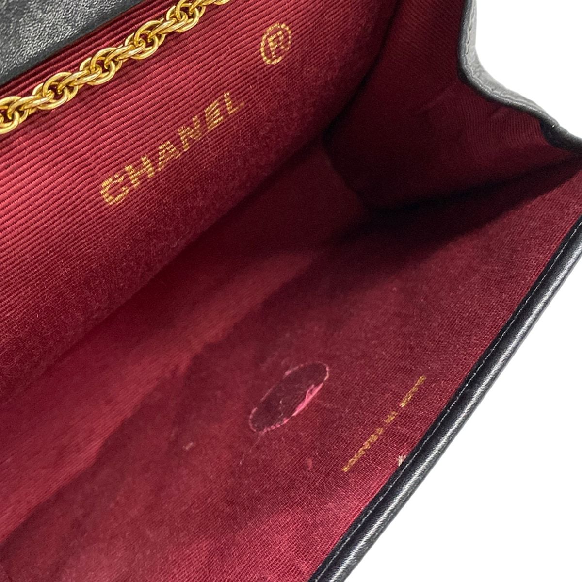 Chanel Shoulder Bag Quilted Black CC Logo Gold Mademoiselle Chain Lambskin — view 7