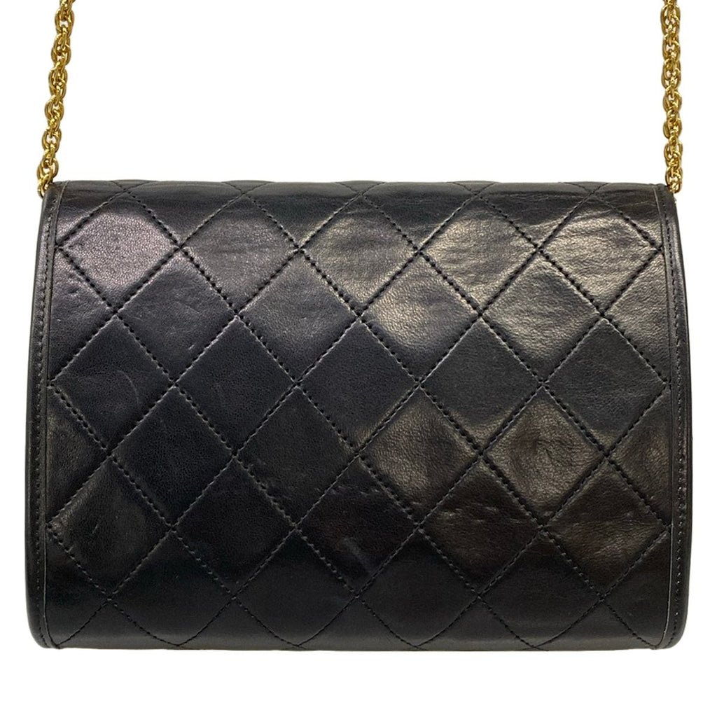 Chanel Shoulder Bag Quilted Black CC Logo Gold Mademoiselle Chain Lambskin — view 3
