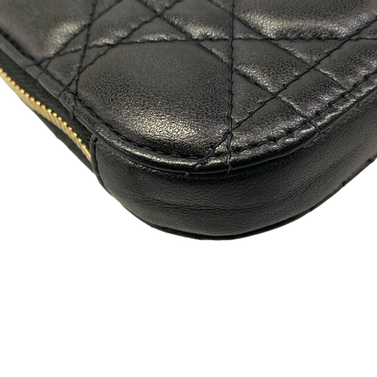 Dior Shoulder Bag Cannage Stitch Black Chain Smartphone Pochette Lambskin — view 6