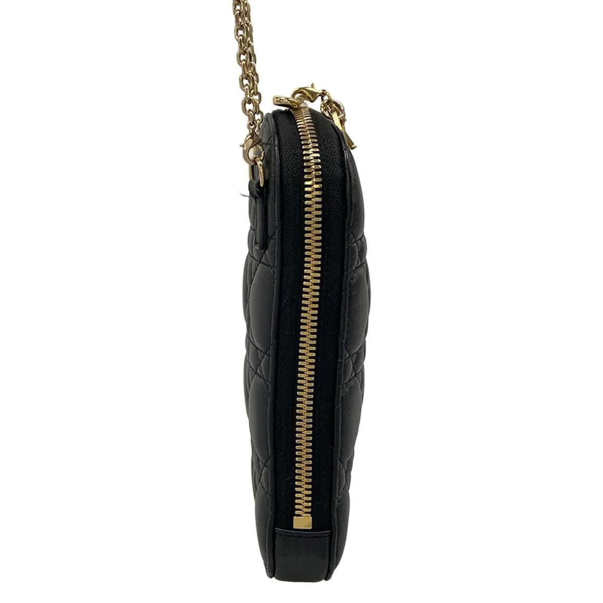 Dior Shoulder Bag Cannage Stitch Black Chain Smartphone Pochette Lambskin — view 2