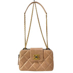 Chanel Shoulder Bag Coco Boy Pink Beige CC Logo Gold Chain Lambskin