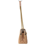 Chanel Shoulder Bag Coco Boy Pink Beige CC Logo Gold Chain Lambskin — view 2