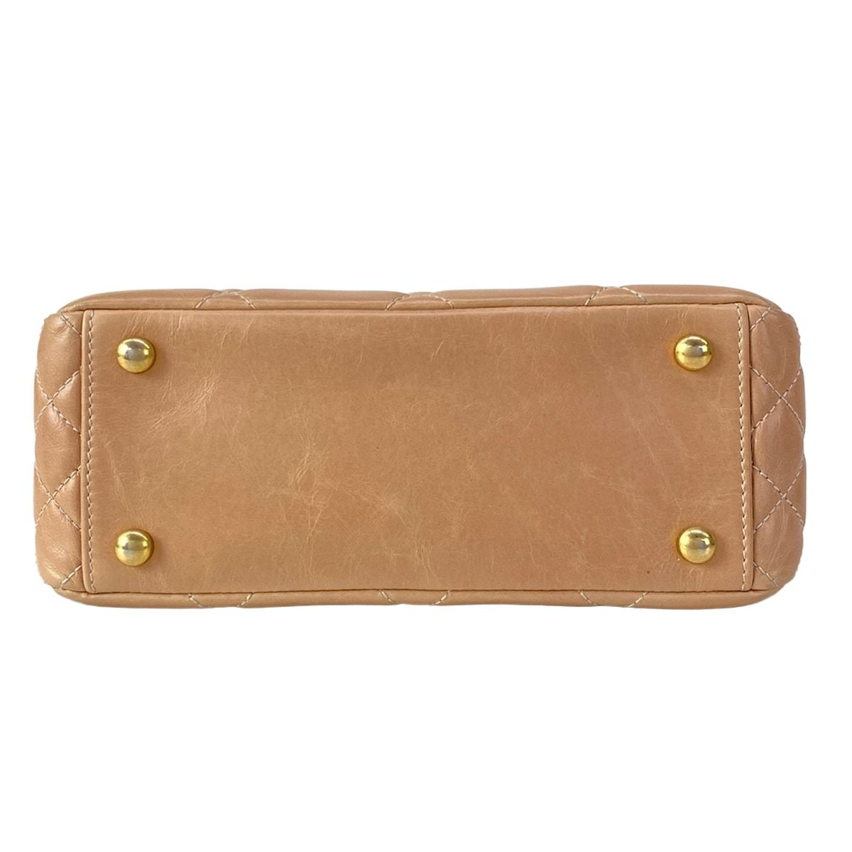 Chanel Shoulder Bag Coco Boy Pink Beige CC Logo Gold Chain Lambskin — view 5