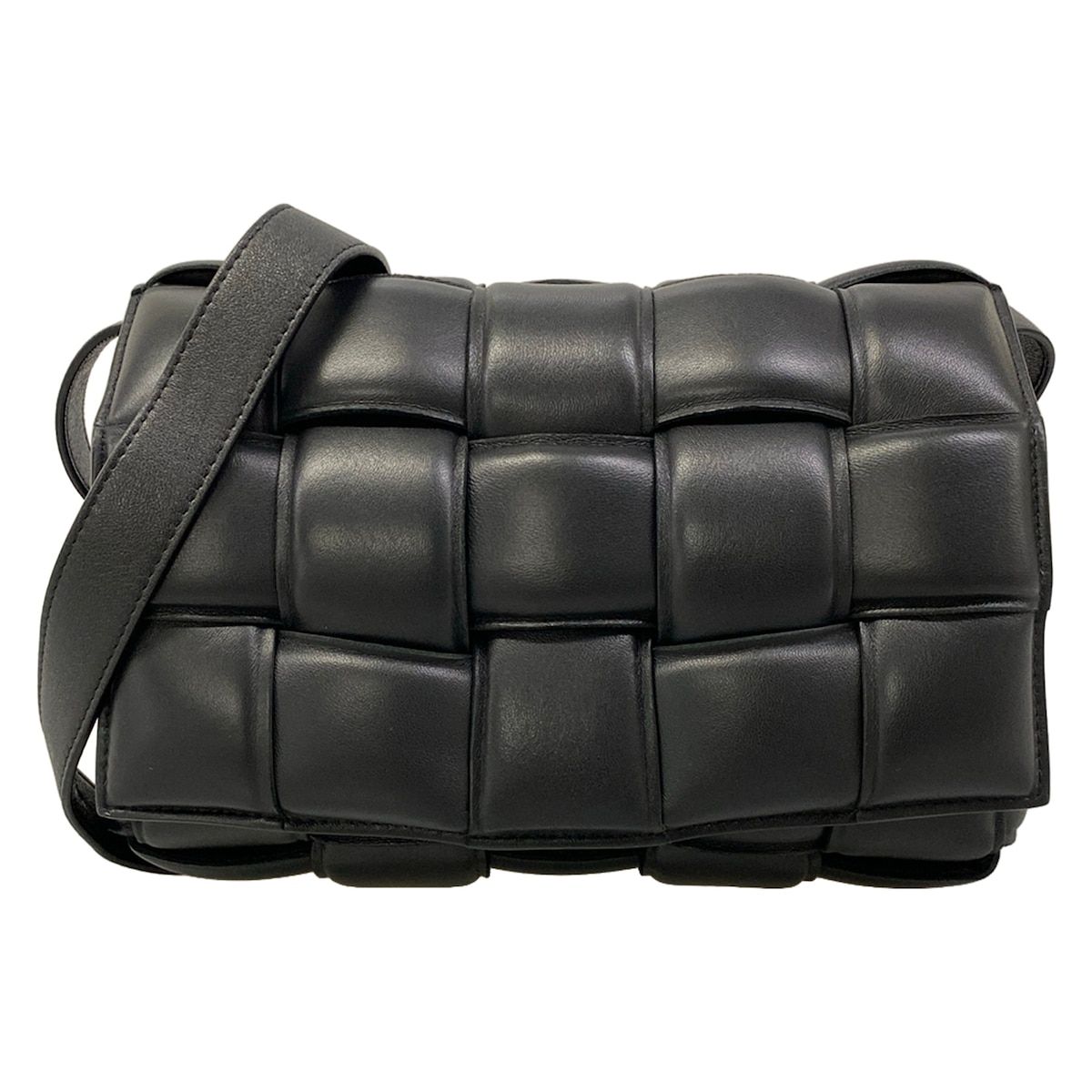 Bottega Veneta Shoulder Bag Padded Cassette Black Lambskin