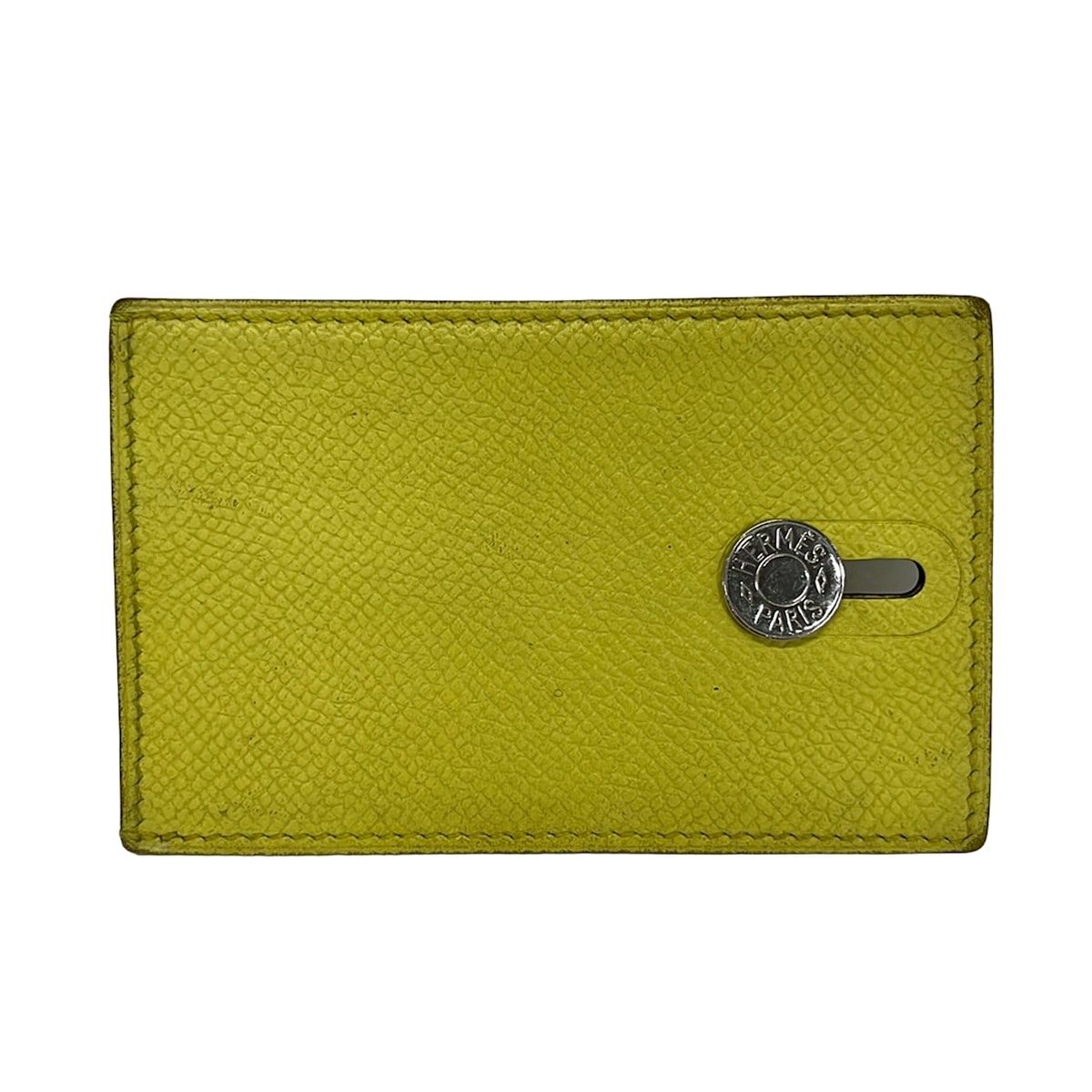 Hermes Card Case Diabolo Yellow Silver