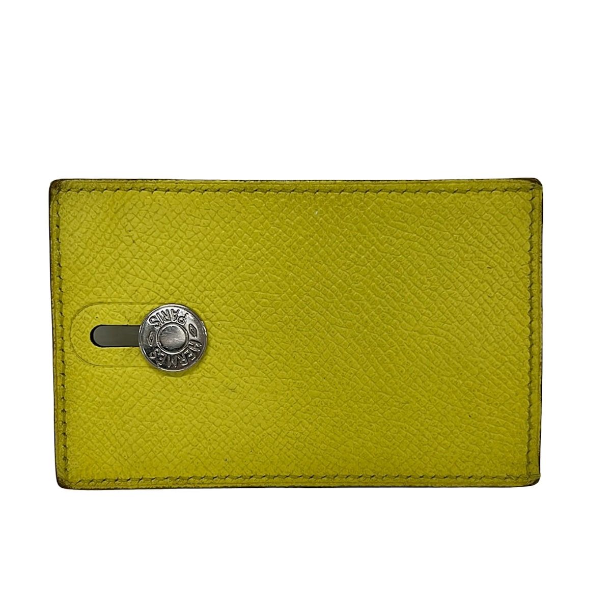 Hermes Card Case Diabolo Yellow Silver — view 2