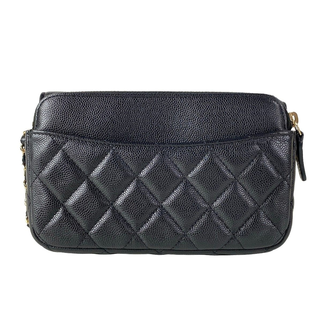 Chanel Wallet Quilted Flap Phone Case Black Gold — view 2