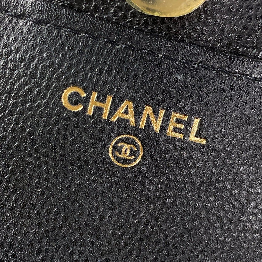 Chanel Wallet Quilted Flap Phone Case Black Gold — view 6