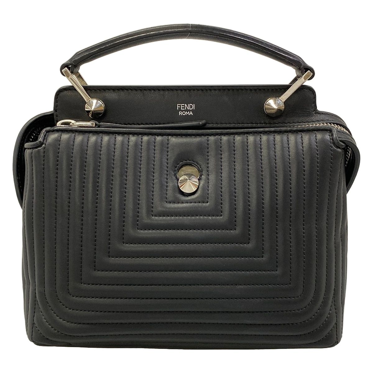 Fendi Handbag Small Dot Com Click Black Leather