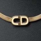 Dior Vintage Necklace CD Logo Choker Gold Cream