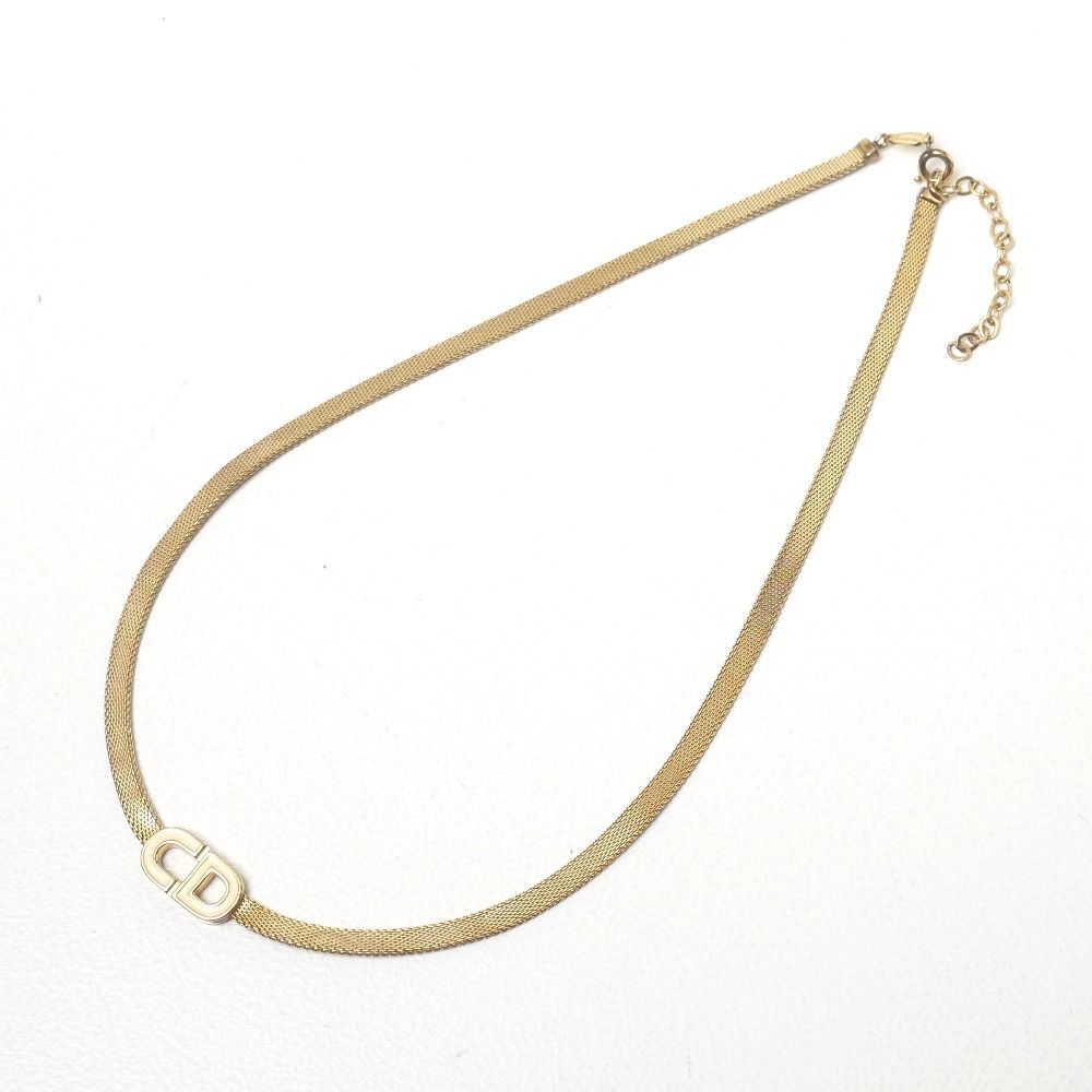 Dior Vintage Necklace CD Logo Choker Gold Cream — view 3
