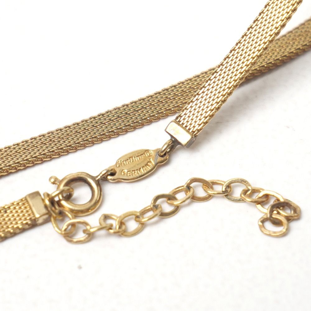Dior Vintage Necklace CD Logo Choker Gold Cream — view 4