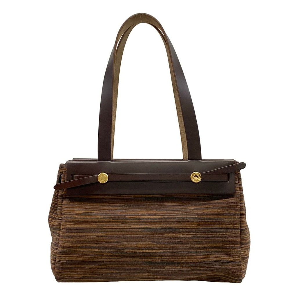 Hermes Tote Bag Herbag Cabas PM Dark Brown Multi Gold