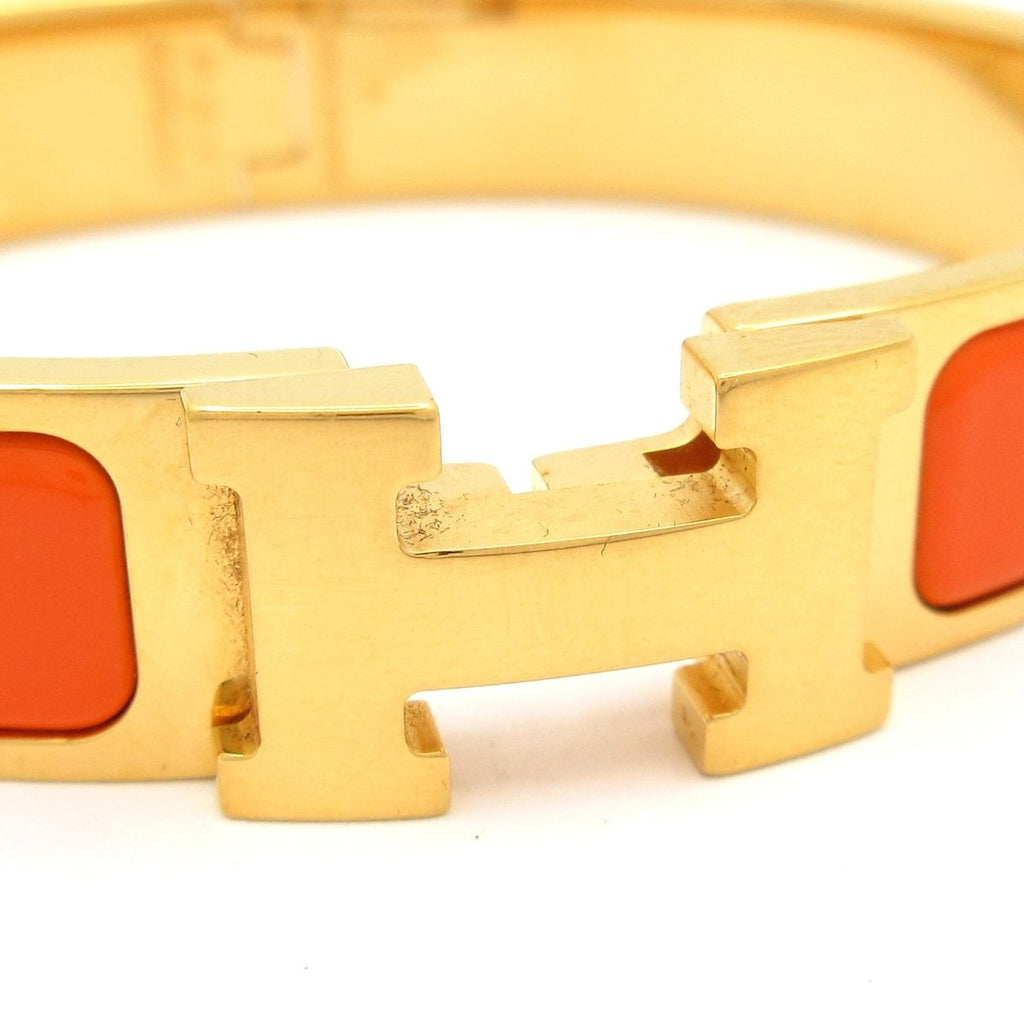 Hermes Bangle Clic H Gold Orange Bracelet — view 5