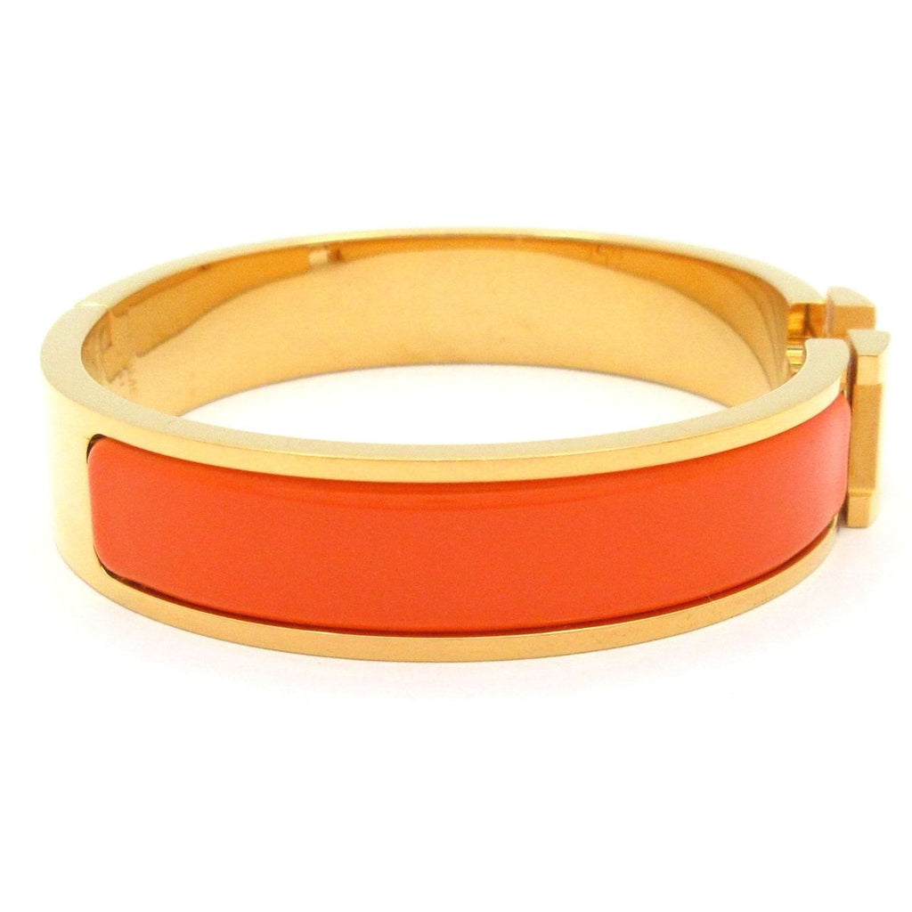 Hermes Bangle Clic H Gold Orange Bracelet — view 2