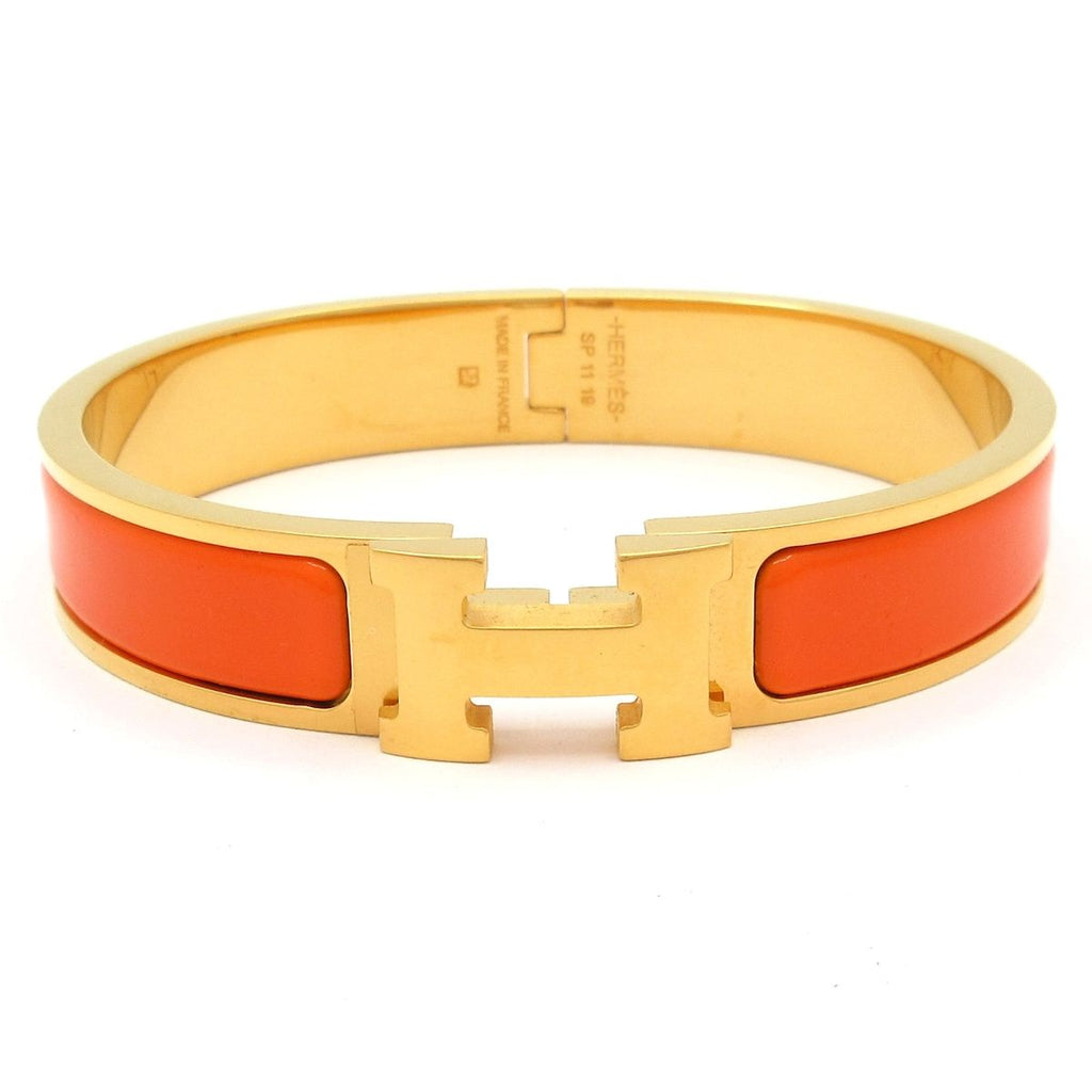 Hermes Bangle Clic H Gold Orange Bracelet
