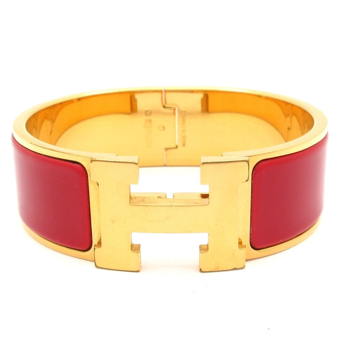 Hermes Bangle Clic Clac H Gold Red Bracelet
