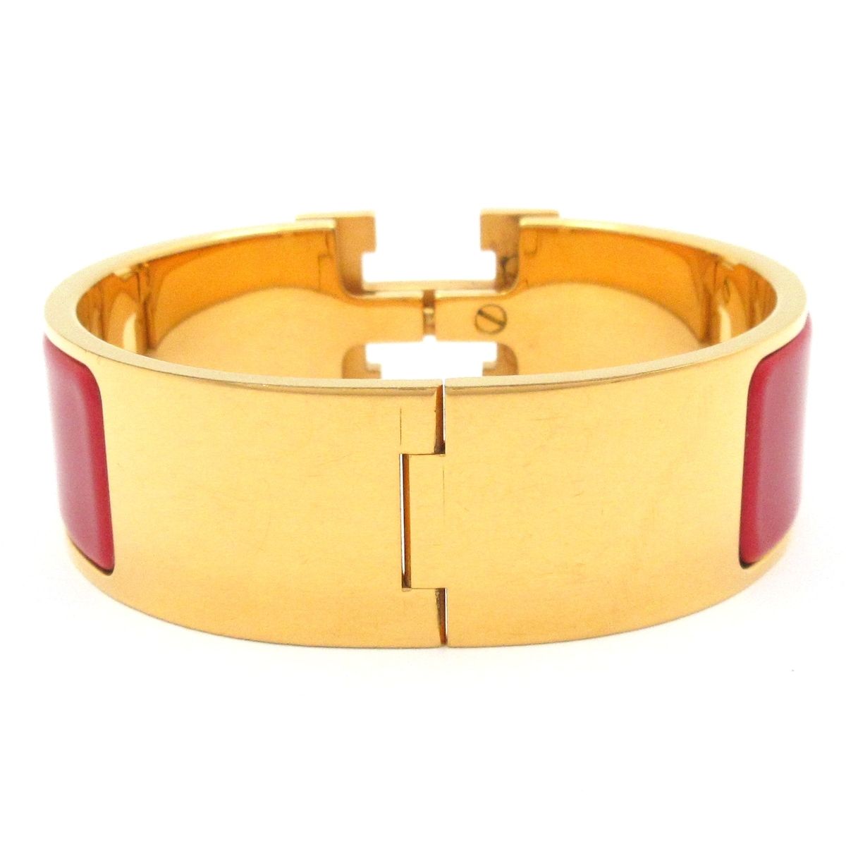 Hermes Bangle Clic Clac H Gold Red Bracelet — view 3