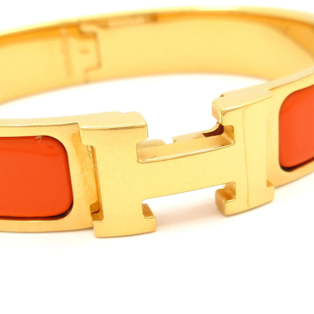 Hermes Bangle Clic H Gold Orange Bracelet — view 5