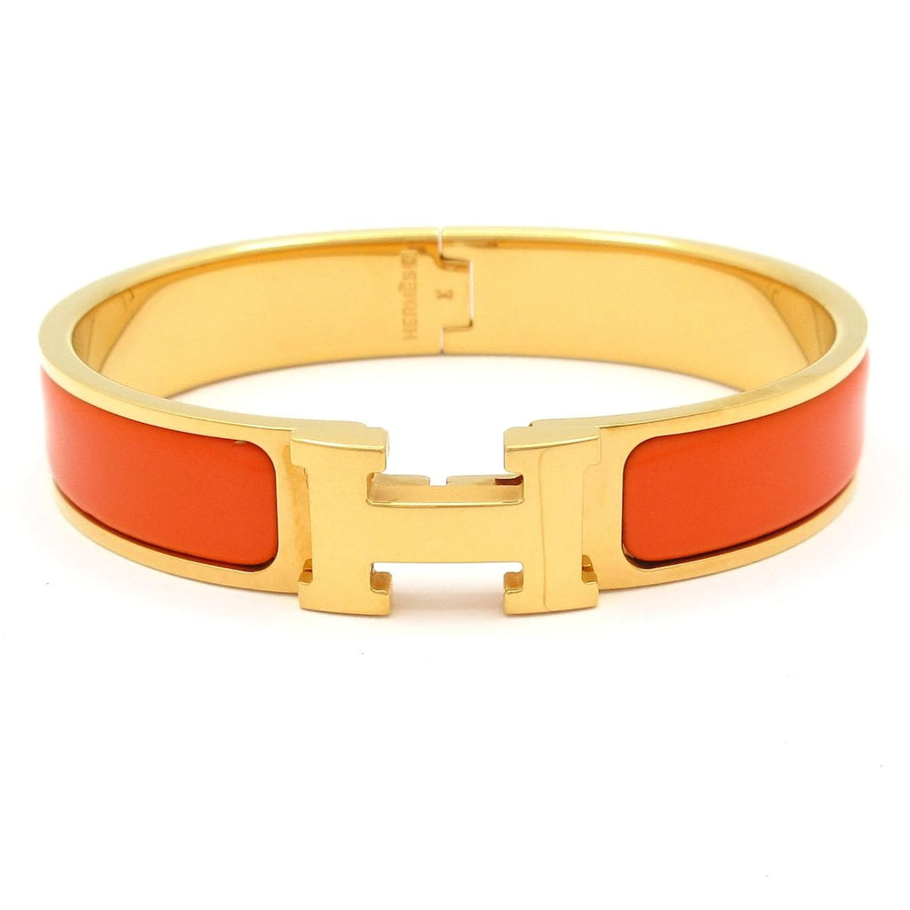 Hermes Bangle Clic H Gold Orange Bracelet