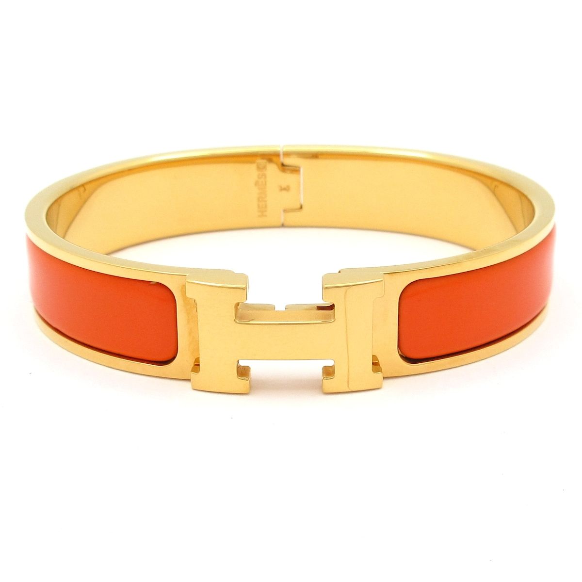 Hermes Bangle Clic H Gold Orange Bracelet