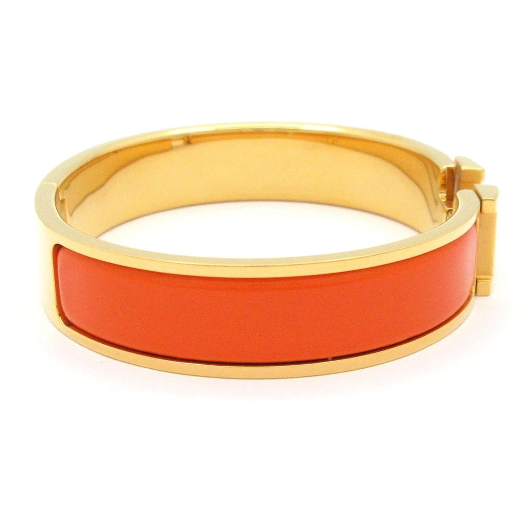 Hermes Bangle Clic H Gold Orange Bracelet — view 2