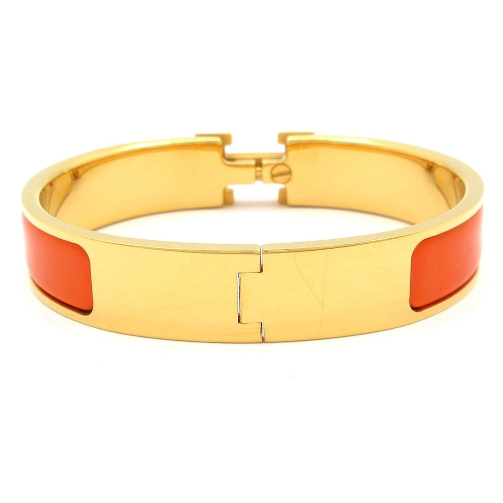 Hermes Bangle Clic H Gold Orange Bracelet — view 3