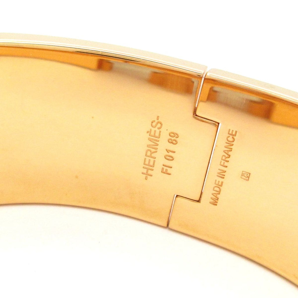 Hermes Bangle Clic Clac H Pink Gold White Multi Plaid Pattern Bracelet — view 4