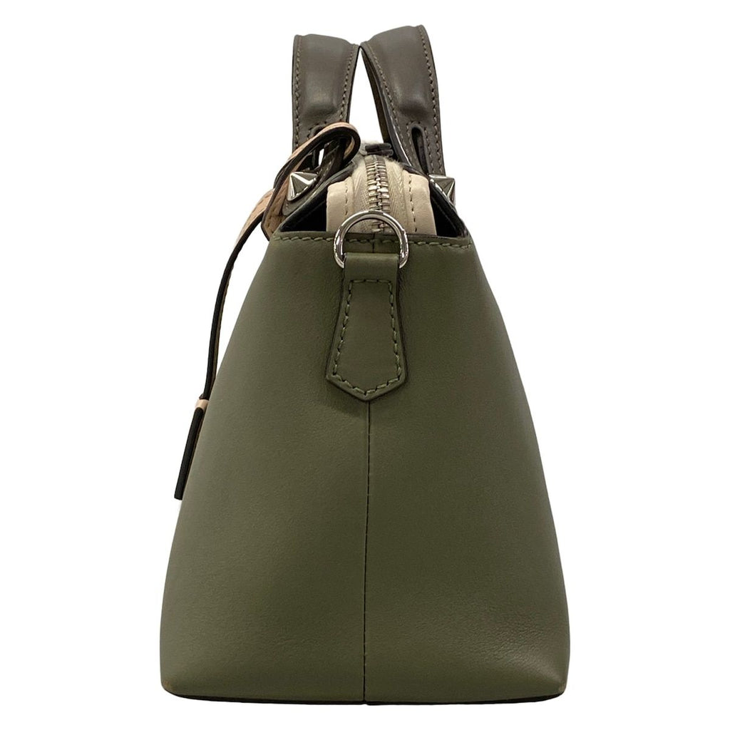 Fendi Handbag by the Way Khaki Dark Gray Beige Leather — view 4