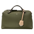 Fendi Handbag by the Way Khaki Dark Gray Beige Leather