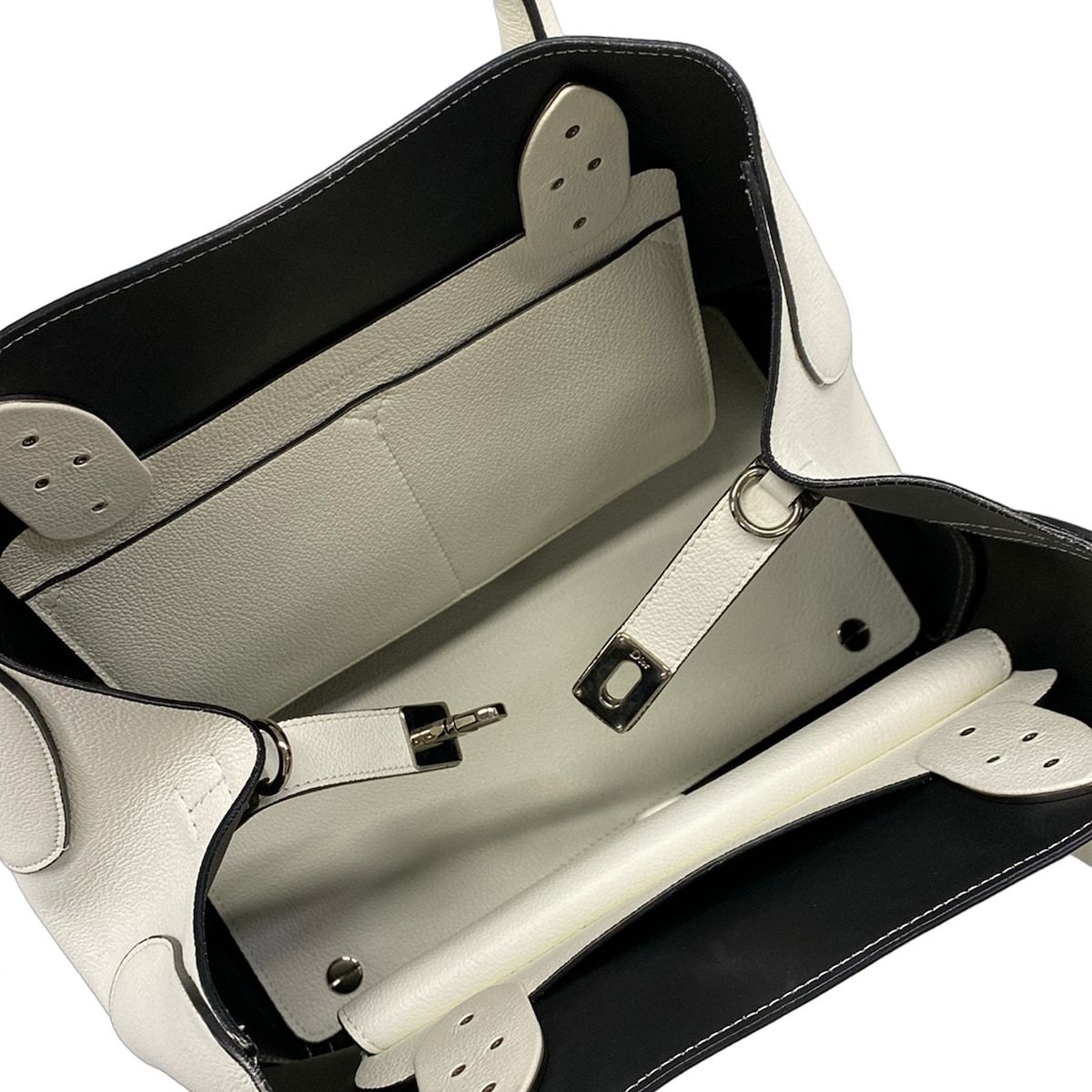 Dior Tote Bag Open Bar White Leather — view 7
