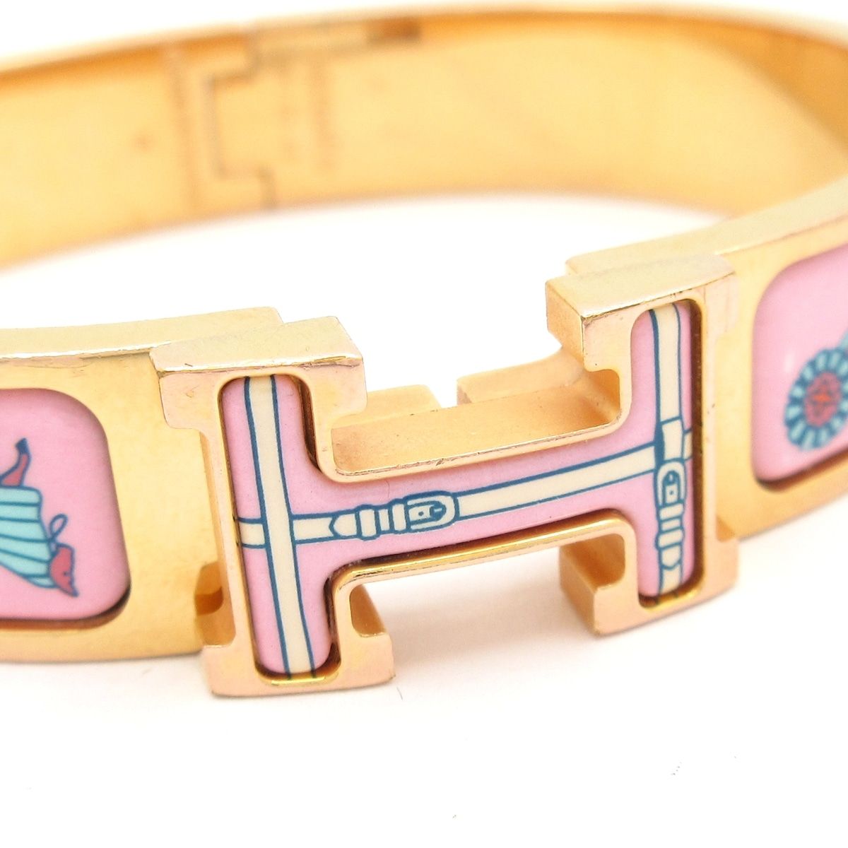 Hermes Bangle Clic Clac Gold Pink Bracelet — view 5