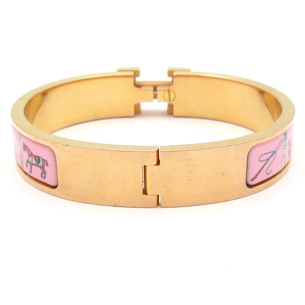 Hermes Bangle Clic Clac Gold Pink Bracelet — view 3